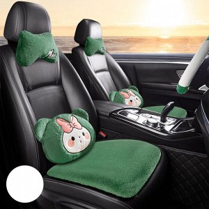 Комплект зелёный, подушки-чехолы для сиденья автомобиля, для переднего кресла, подушки для поясницы и шеи, оплетка
