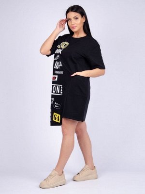 МАЛН-5934ч Платье Фрида черное, футер с лайкрой