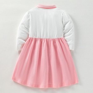 Детское платье с воротником, цвет белый, розовый