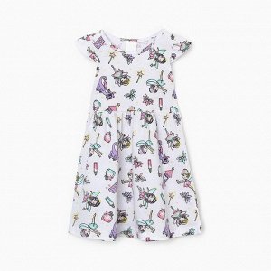 Платье для девочки, цвет белый/бабочки/феи, рост 128-134 см
