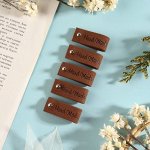 Бирка с кнопкой «Hand made», 8 * 1,5 см, 10 шт, цвет коричневый