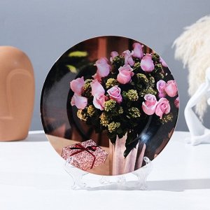 Тарелка декоративная «Розовые розы», настенная, D = 17,5 см