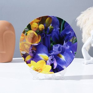 Тарелка декоративная «Яркие цветы », настенная, D = 17,5 см