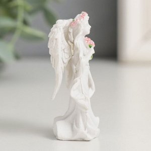 Фигурка полистоун «Ангел-девушка в розовом венке - благодарность», 3.8x6x3 см, МИКС