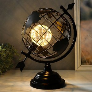 Сувенир металл свет "Глобус со стрелой" чёрный, LED 32х21х32 см
