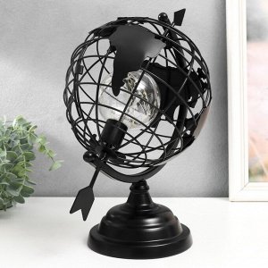 Сувенир металл свет "Глобус со стрелой" чёрный, LED 32х21х32 см