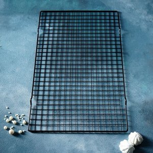 Решётка для глазирования и остывания кондитерских изделий KONFINETTA, 40x25x1.5 см, чёрная