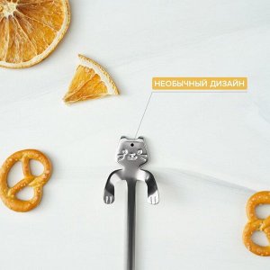 Ложка чайная Magistro «Котик», длина 11.5 см, нержавеющая сталь, серебристая