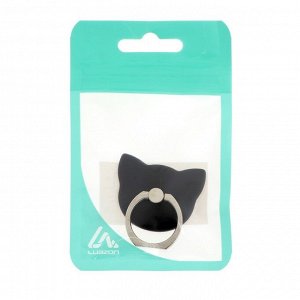СИМА-ЛЕНД Держатель-подставка с кольцом для телефона LuazON, в форме &quot;Кошки&quot;, чёрный