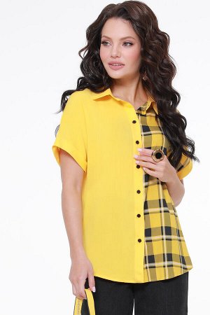 DStrend Рубашка желтая с контрастной вставкой