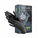 BENOVY Nitrile MultiColor BS, перчатки нитриловые, черные,50 пар в упаковке