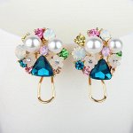 Серьги с разноцветными кристаллами и удобным замком