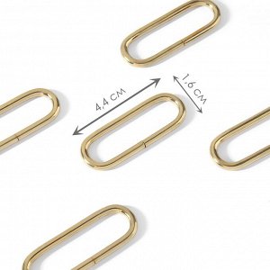 Кольцо для сумок, овальное, 44  16 мм, толщина - 3 мм, цвет золотой