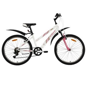 Велосипед 24" Foxx Salsa, 6 скор., TY21/MICROSHIFT, V-brake, белый/розов.