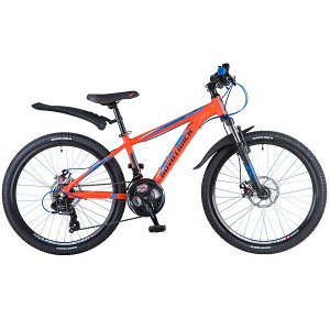 Велосипед NOVATRACK 24" EXTREME, алюм.рама 11", оранжевый, 21-скор, TY300/TS38/TZ21, диск.торм.STG