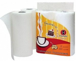 Полотенца кухонные бумажные Maneki, серия Sumi-e, 2 слоя, 60л., белые, 2 рулона/упаковка