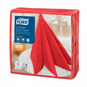 Tork, Салфетки 39*39 LinStyle красные, 50 шт, 1/12, Торк