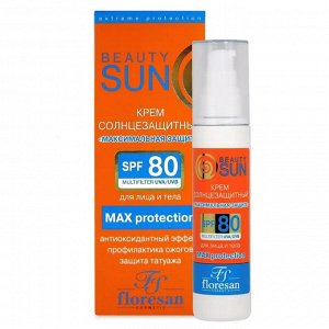 Floresan, Beauty sun, Крем для защиты от солнца, Максимальная защита, SPF 80, Флоресан