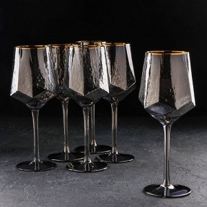 Набор бокалов стеклянных для вина Magistro «Дарио», 500 мл, 10?25 см, 6 шт, цвет графит