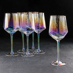 Набор бокалов стеклянных для вина Magistro «Дарио», 500 мл, 7,3?25 см, 6 шт, цвет перламутровый