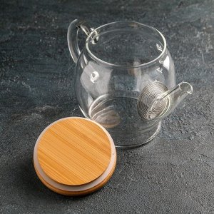 УЦЕНКА Чайник заварочный с бамбуковой крышкой и металл фильтром «Эко. Бабл», 800 мл,