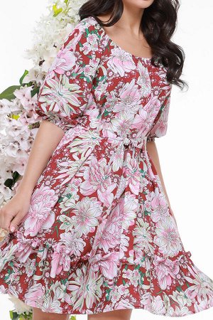 Платье с крупным цветочным принтом