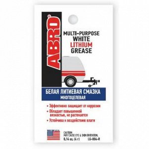 Смазка пластичная ABRO Multi-purpose White Lithium Grease, многоцелевая, литиевая, белая, пакет 4г