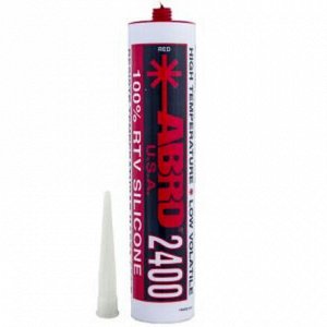 Герметик-прокладка ABRO 2400 RTV Silicone Sealant, термостойкий, красный, картридж 310мл