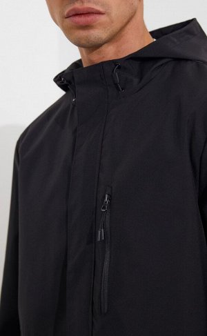 Ветровка мужская с несъемным регулируемым капюшоном F311-1331 чёрная