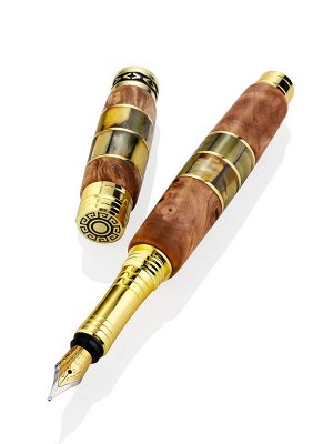 Перьевая ручка «Эллада» из дерева и натурального янтаря