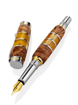 amberholl Перьевая ручка из капа берёзы и натурального янтаря