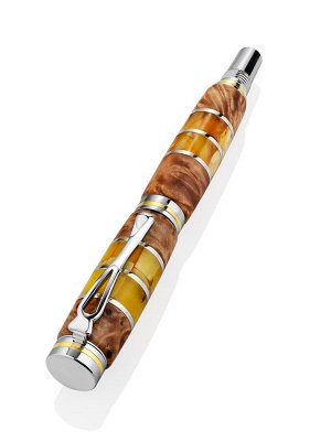 amberholl Перьевая ручка из капа берёзы и натурального янтаря
