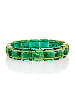 Необычный яркий браслет из янтаря изумрудного цвета «Византия»