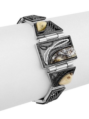 Изящный браслет «Модерн» из серебра с натуральным янтарём