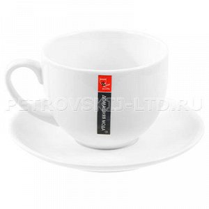 33102-sb 61613 - "ДМ" Чашка чайная фарфоровая "Классика" 240мл, д 8,3см, h 7см, с блюдцем д 14см (Китай). Белый фарфор - настоящее украшение стола, идеально подойдет к любой цветовой гамме кухонного и