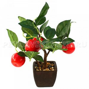 0599-13 66674 - Декоративное дерево "Яблоки красные" h26см в горшке 7,5х7,5см h6,5см (Китай). 