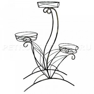 ПДЦ144ч 70651 - Стойка для цветов напольная "Лотос 3" 71х24х91см, на 3 горшка д20см, металл, черный (Россия). 