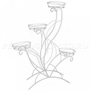 ПДЦ145бс 70652 - Стойка для цветов напольная "Лотос 4" 86х24х1,07см, на 4 горшка д20см, металл, белое серебро (Россия). 