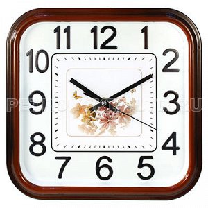 Часы настенные "Бабочки с цветами" 30х31см, мягкий ход, цифе
