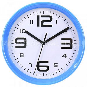 Часы настенные "Жасмин" д20см мягкий ход, пластм., голубой (