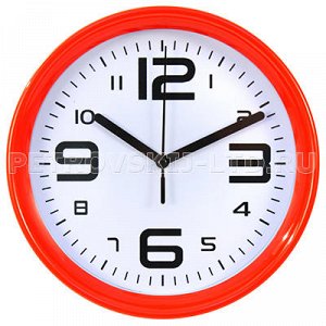 Часы настенные "Жасмин" д20см мягкий ход, пластм., красный (