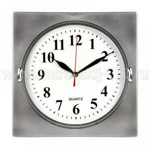 Часы настенные "Квадратные" 23х23см серый металлик, пластм.