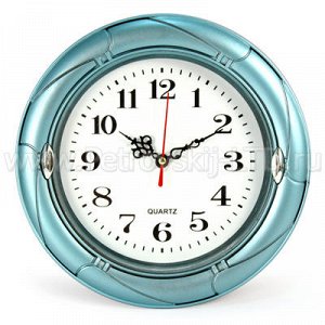 Часы настенные "Круглые" д22см пластм., бирюзовый металлик (