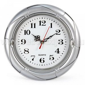 Часы настенные "Круглые" д22см пластм., серебро (Китай)