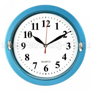 Часы настенные "Круглые" д23см пластм., голубой (Китай)