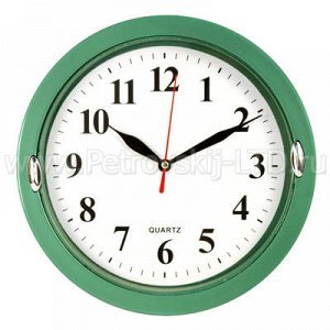 Часы настенные "Круглые" д23см пластм., зеленый (Китай)