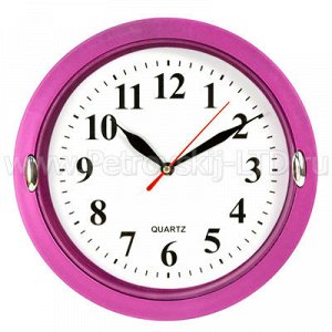 Часы настенные "Круглые" д23см пластм., розовый (Китай)