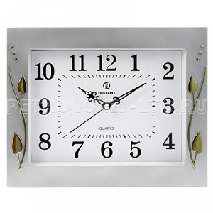 Часы настенные "Листик" 26х32см, мягкий ход, пластм., серый