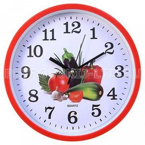 Часы настенные "Овощи" д25см, пластм., красный (Китай)