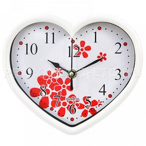 Часы настенные "Сердце" 20х18см мягкий ход, пластм., белый (